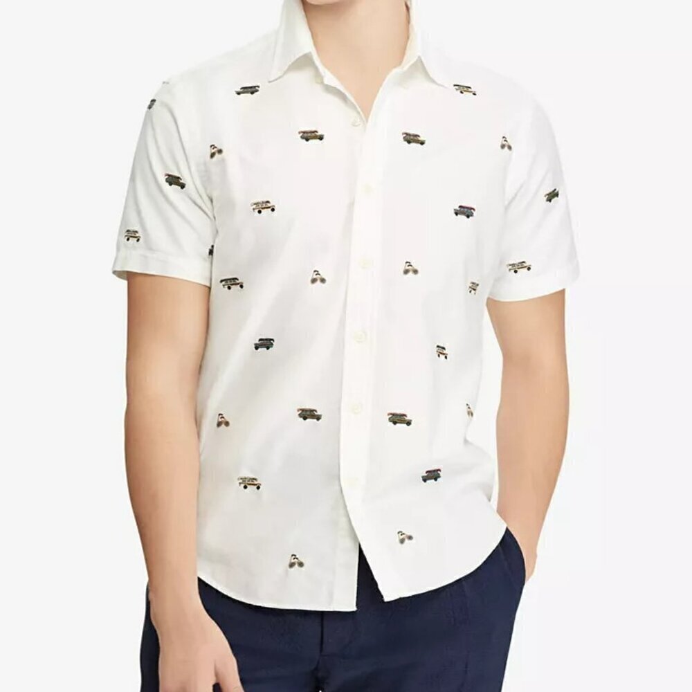 Polo Ralph Lauren Fun Shirt Short Sleeve Button Down Jeep Canoe Sunglasses Sz 3X